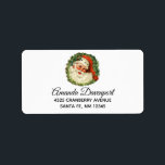 Étiquette Vintage Santa Claus with Pine Wreath<br><div class="desc">Address labels with a retro image featuring a smiling happy Santa Claus surrounded by a pine wreath with a sprig of holly in his cap.</div>