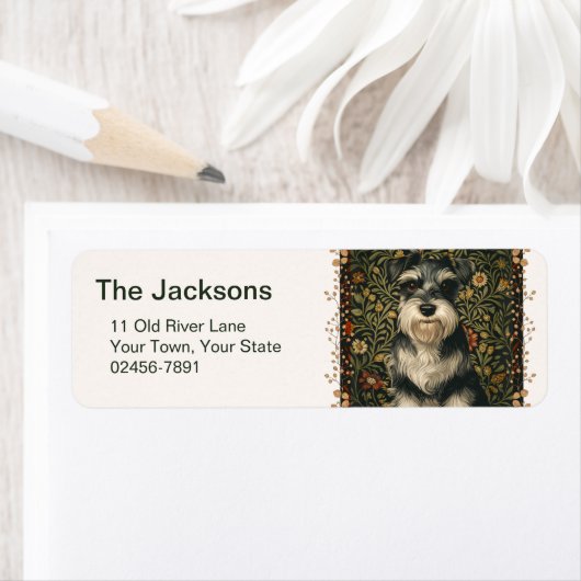 Étiquette Vintage Schnauzer cute (En situation)