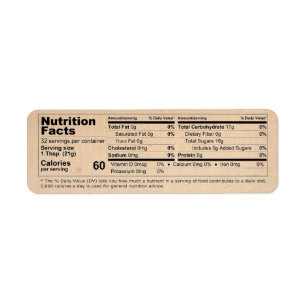 Étiquette Vintage Sepia Honey Nutrition Fiches