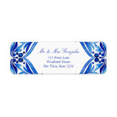 Étiquette Vintage Talavera Azulejo mariage en carreaux bleus (Devant)