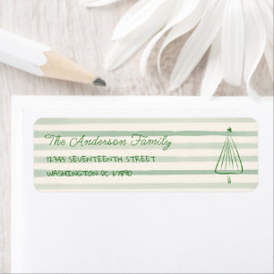 Étiquette Vintage vert main tiré Arbre de Noël Adresse