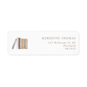 Étiquette Vintage Watercolor Books Adresse de retour