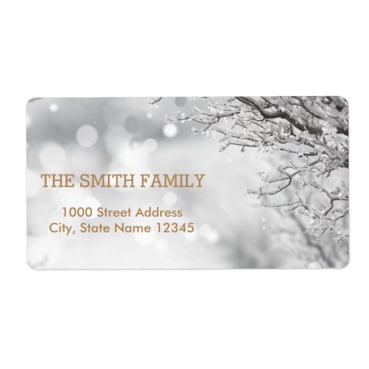 Étiquette Vintage White Neige Parties scintillant Noël Arbre (Devant)