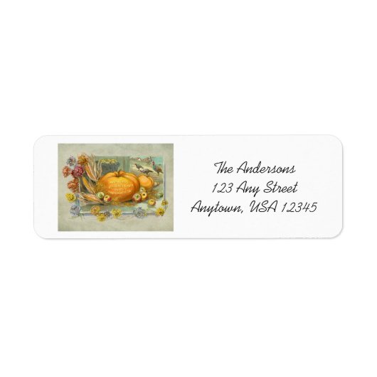 Étiquette Vintages Citrouilles d'action de grâces, fruits et (Devant)