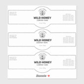 Étiquette vinyle noir et blanc Honey (Feuille)