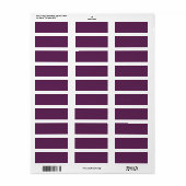 Étiquette Violet africain couleur uni violet clair (Feuille entière)