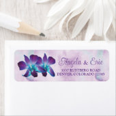 Étiquette Violet Turquoise Bleu Dendrobium Mariage orchidée (En situation)