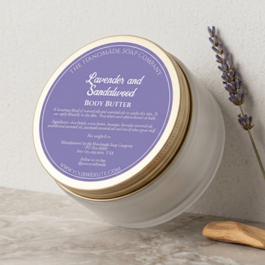 Étiquette violette pour pot de cosmétiques avec in