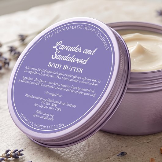 Étiquette violette pour pot de cosmétiques avec in