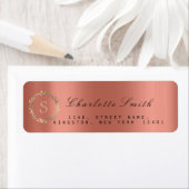 Étiquette VIP Monogram Wreath RSVP Gold Black Rose Coral (En situation)