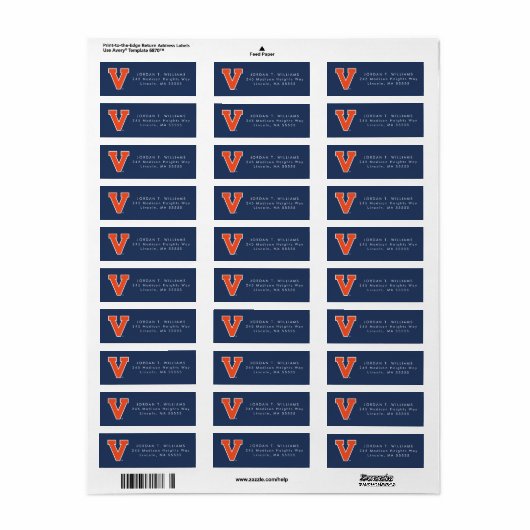 Étiquette Virginia Cavaliers | Graduation (Feuille entière)