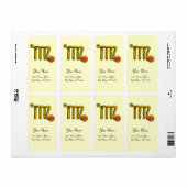 Étiquette VIRGO ZODIAC ANNIVERSAIRE Gray orange Agate (Feuille entière)