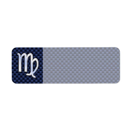 Étiquette Virgo Zodiac Sign on Navy Blue Carbon Fiber Print (Devant)