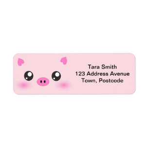 Étiquette Visage mignon de porc - minimalisme de kawaii