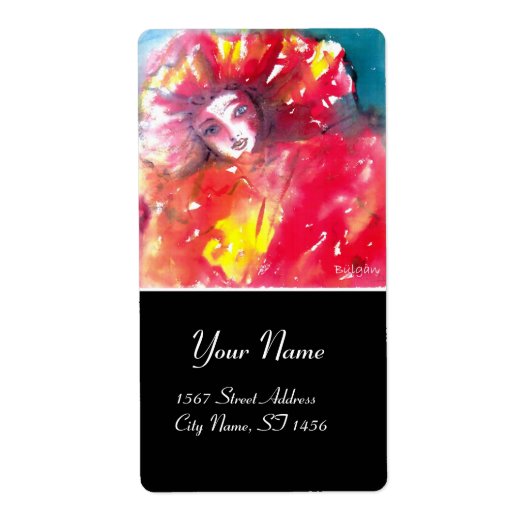 ÉTIQUETTE VISAGES DE MASQUÉRADE VÉNÉTIENNE - MASQUE EN ROUGE (Devant)