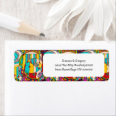 Étiquette Vitrail Art déco coloré moderne (En situation)