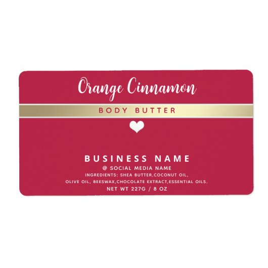 Étiquette Viva magenta Simple produit de coeur blanc moderne (Devant)