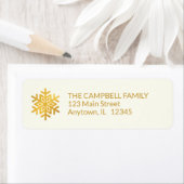 Étiquette Voeux simples ・ Gold Snowflake Adresse de retour (En situation)