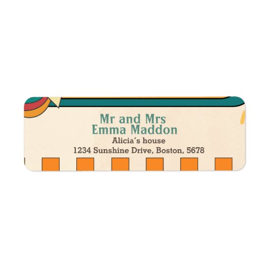 Étiquette Voici le soleil Baby shower Retro (Devant)