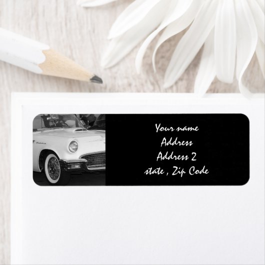 Étiquette Voiture classique blanche (En situation)