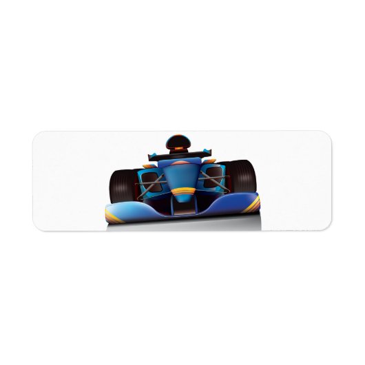 Étiquette Voiture de course bleue (Devant)