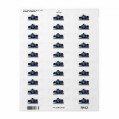 Étiquette Voiture de course bleue (Feuille entière)