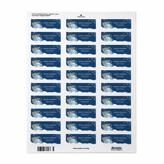 Étiquette Voiture de Noël (Feuille entière)