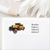 Étiquette Voiture jaune classique 1931 (En situation)