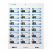 Étiquette Voiture Vintage et Père Noël (Feuille entière)