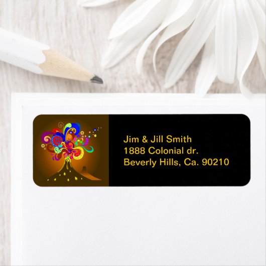 Étiquette Volcan Oozing De Couleur (En situation)