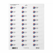 Étiquette volleyball bleu blanc rouge (Feuille entière)