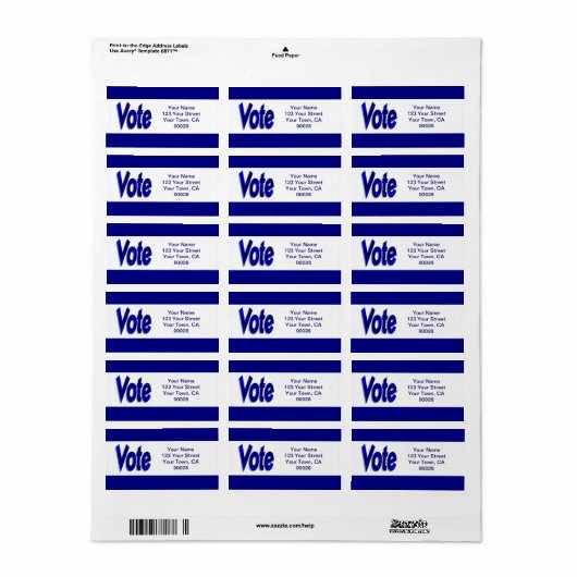 Étiquette vote (Feuille entière)