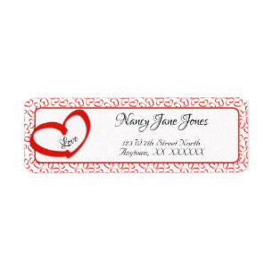 Étiquette Votre adresse   Red Open Valentine's Heart Motif