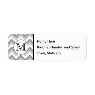 Étiquette Votre lettre. Monogramme Motif gris Zigzag.