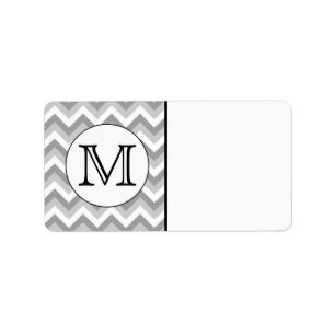 Étiquette Votre lettre. Monogramme Motif gris Zigzag.