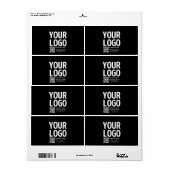 Étiquette Votre logo avec code QR et texte modifiables (Feuille entière)