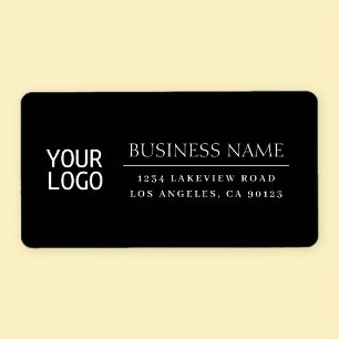 Étiquette Votre logo Classique moderne blanc & noir