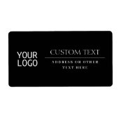 Étiquette Votre logo | Classique moderne noir & blanc (Devant)