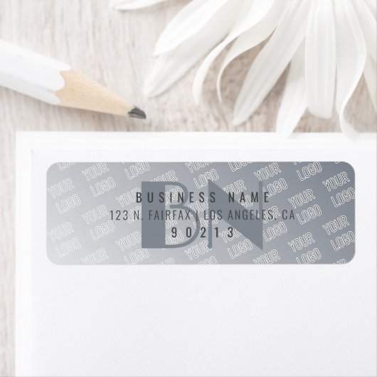 Étiquette Votre logo en mosaïque | Gradient gris Adresse de (En situation)