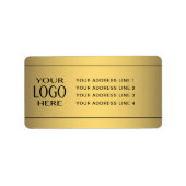 Étiquette VOTRE LOGO | Faux Gold & Black Return Adresse (Devant)
