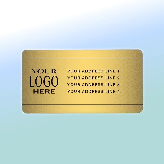 Étiquette VOTRE LOGO | Faux Gold & Black Return Adresse