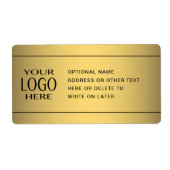 Étiquette VOTRE LOGO | Faux Gold & Texte facultatif (Devant)