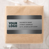 Étiquette Votre logo | Gradient gris moderne Adresse de reto (En situation)