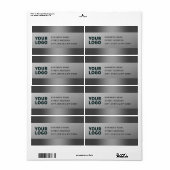 Étiquette Votre logo | Gradient gris moderne Adresse de reto (Feuille entière)