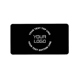 Étiquette Votre logo ou image et texte modifiable   Noir & B