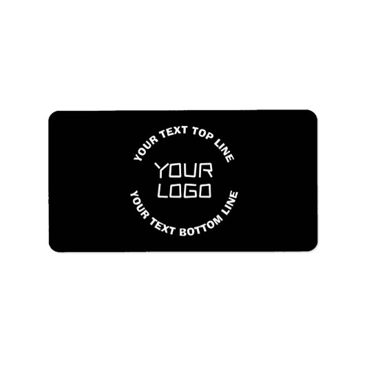 Étiquette Votre logo ou image et texte modifiable | Noir & B (Devant)