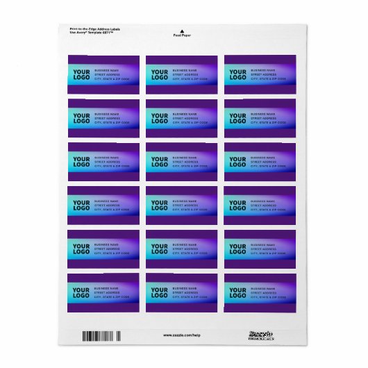 Étiquette Votre logo | Purple Turquoise Green Ombre (Feuille entière)