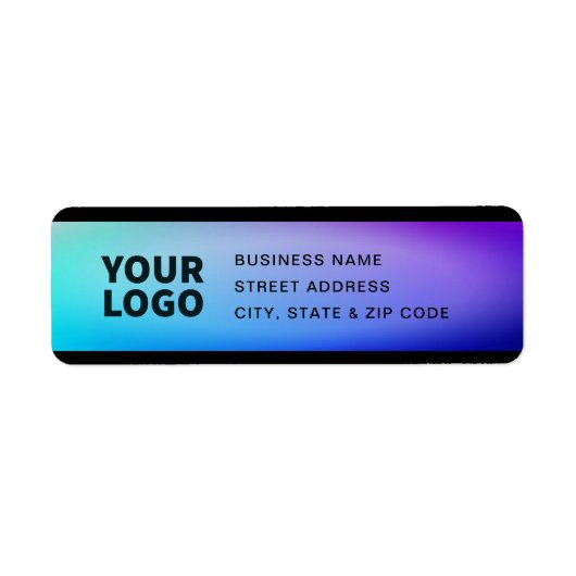Étiquette Votre logo | Turquoise et pourpre (Devant)