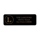 Étiquette Votre Monogramme Classique Noir et Or (Devant)