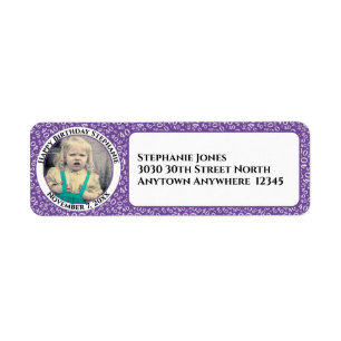 Étiquette Votre photo 40e anniversaire Numéro Patten Purple